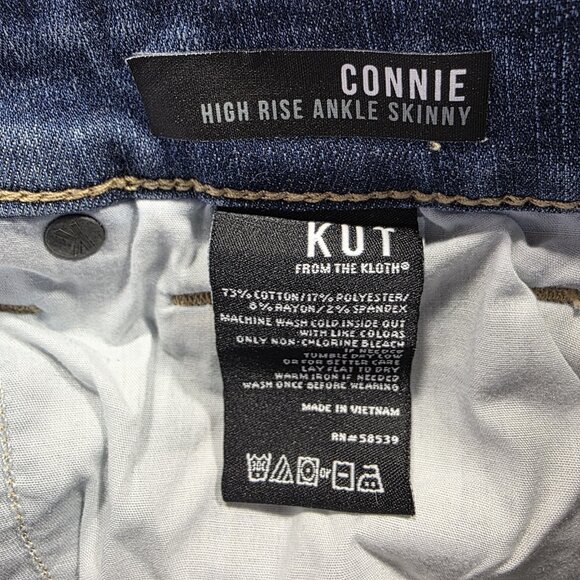 Kut From The Kloth Jeans Womens 8 Connie High Rise Ankle Skinny Med Wash Fringe - Picture 6 of 10